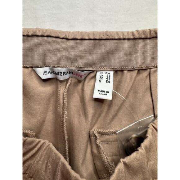 Isaac Mizrahi 18W Khaki Stretch Culotte Pants Elastic Waist Button Hem A375760 - Picture 4 of 16